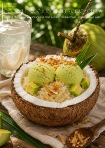 Kem xôi bơ dừa – Coconut avocado sticky rice ice cream